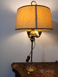 lampada bouillotte  in ottone tre bracci paralume