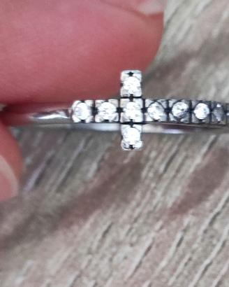 Anello argento Croce zirconi