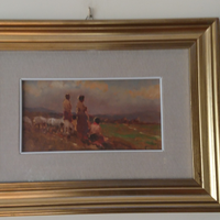 Quadro Pittore Enrico Frattini-DONNE AL FIUME