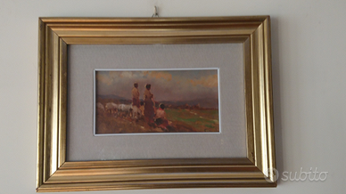 Quadro Pittore Enrico Frattini-DONNE AL FIUME