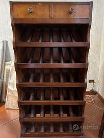 Mobile porta bottiglie in legno con cassetto