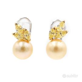 Orecchini Damiani in Oro con Perle gold e Diamanti
