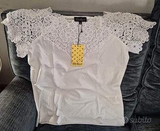 Top bianco con pizzo Luisa Spagnoli 