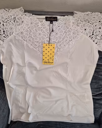 Top bianco con pizzo Luisa Spagnoli 