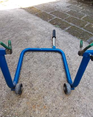 Cavalletto monobraccio per moto ruota posteriore.