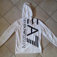 Felpa bianca EA7 uomo taglia M con cappuccio