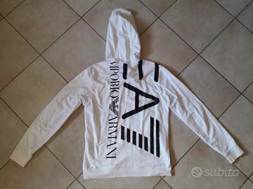 Felpa bianca EA7 uomo taglia M con cappuccio