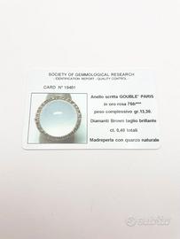 Anello oro 18KT madreperla con quarzo e diamanti