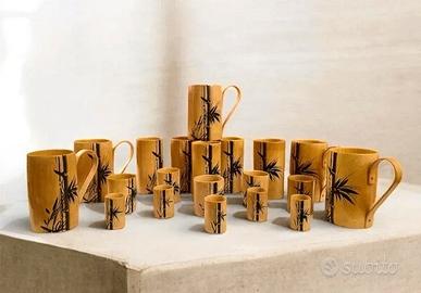 Set completo tazze e bicchieri bambù vintage