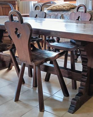 Tavolo + 4 sedie in rovere massiccio