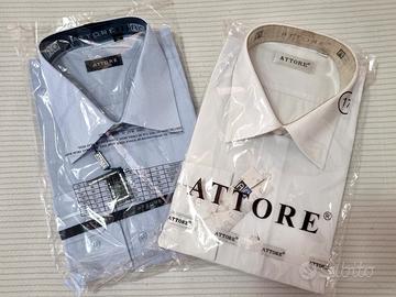 Camicie Attore - Celeste e Bianca, Taglia 17/43