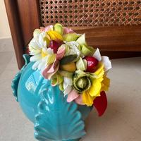 Cerchietto rosso con fruttini e fiori finti