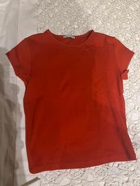 maglietta semplice rossa bershka