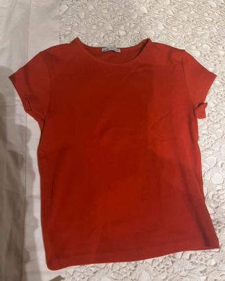maglietta semplice rossa bershka