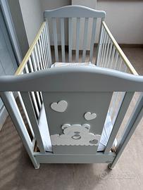 Culla grigio baby expert materasso rete cuscino