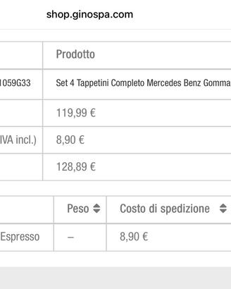 4 tappeti gomma e vasca baule Mercedes Glc X/V 253