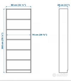 Libreria bianca 202x80x28 cm – ripiani regolabili