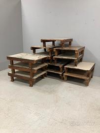 14 BANCALI INDUSTRIALI ANNI 50 IN LEGNO MASSELLO