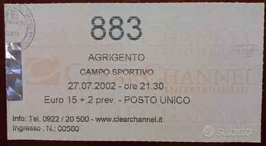 Biglietto concerto 883 Agrigento 2002 raro