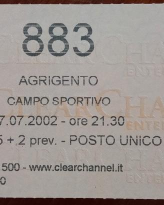 Biglietto concerto 883 Agrigento 2002 raro