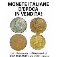 Lotto 4 monete italiane antiche da 10 centesimi (1