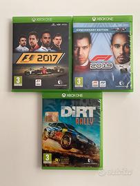 Set 3 giochi xbox one dirty rally e 2 giochi f1