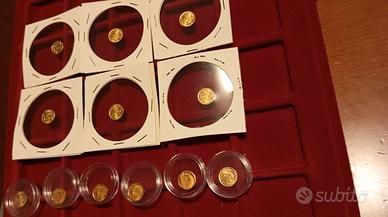 Lotto 12 monetine oro 8 K. Mussolini 20 lire , e c