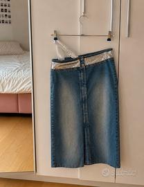 Abito Sisley monospalle jeans argento tg L