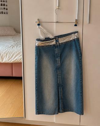Abito Sisley monospalle jeans argento tg L