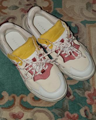 Sneakers bianche rosa gialle "Topshop"