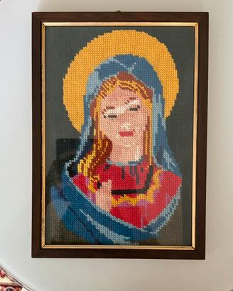 Quadro vintage anni ‘70 Madonna mezzo punto