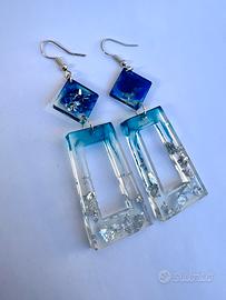 Orecchini in resina, pezzo unico