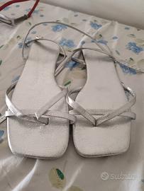 Sandali Donna Bassi Numero 43 Colore Argento Da Sp