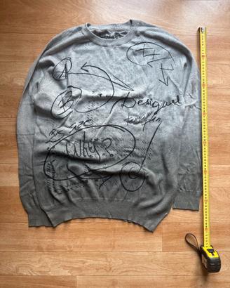 Maglione/Felpa Desigual grigia con stampa grafica