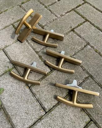 5 maniglie per finestre  in ottone satinato