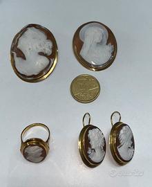 pezzi in cameo e oro 18 carati