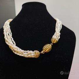 collana torchon perle di fiume e oro