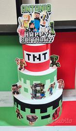 Torta finta compleanno bambino Minecraft 