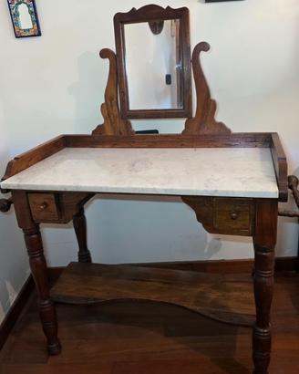 Toelettina antica -legno massello e piano in marmo