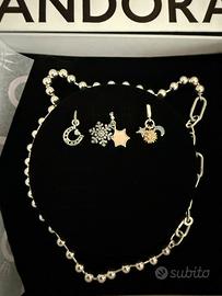COLLANA PANDORA MAGLIA LINK E SFERE CON CIONDOLI