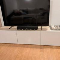 Mobile TV Moderno – Bianco e Legno con 3 Ampi Vani