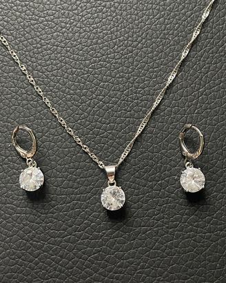 Set collana e orecchini in argento 925 e zirconi