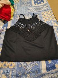 top nero con pizzo 