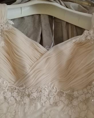 abito da sposa da sposa in pizzo macramè con velo