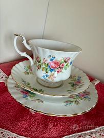 Trio da té Royal Albert moss rose