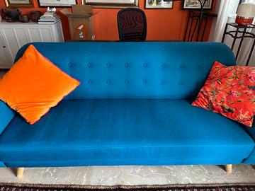 Divano letto 3 posti blu clic-clac