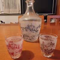 Set 8 bicchierini in vetro decorato stile vintage