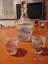 Set 8 bicchierini in vetro decorato stile vintage