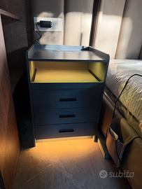 Comodini moderni antracite con luci LED e Wireless