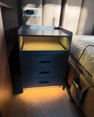 Comodini moderni antracite con luci LED e Wireless